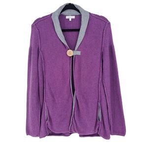 Habitat Shawl Collar Cardigan One Button Pockets Purple Gray Women's Size Small
